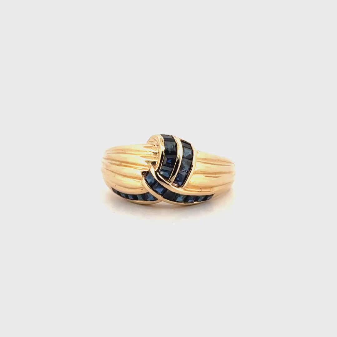 Natural Blue Sapphire Love Knot Style Ring