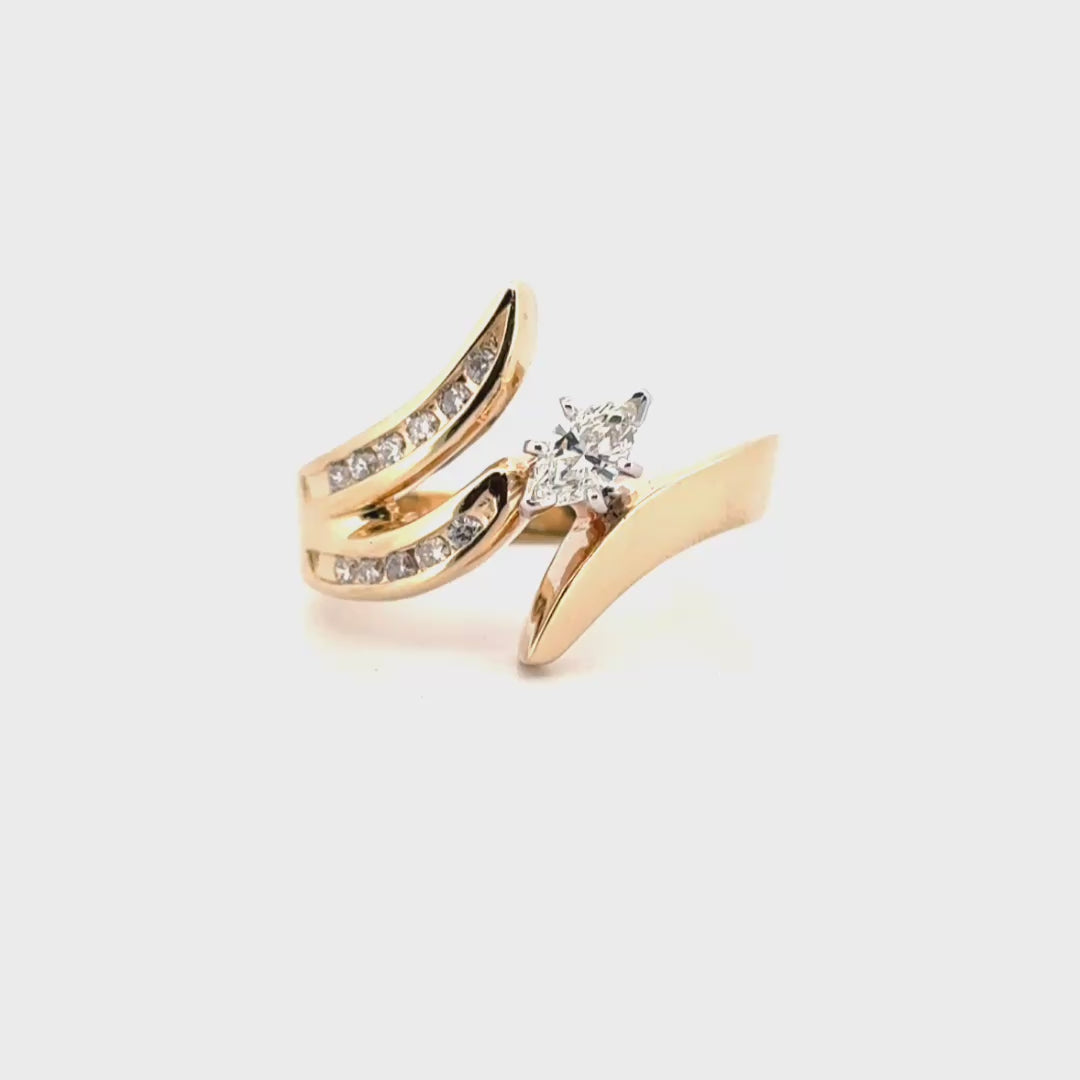 Marquise Diamond Estate Ring Set in 14K Yellow Gold