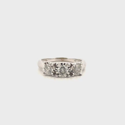 Natural Diamond 3 Stone in 10K White Gold