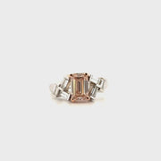 2.02ct. Fancy Intense Pink VS1 Lab Grown Emerald Cut Diamond in 14K White Gold Mounting Sz 6.5