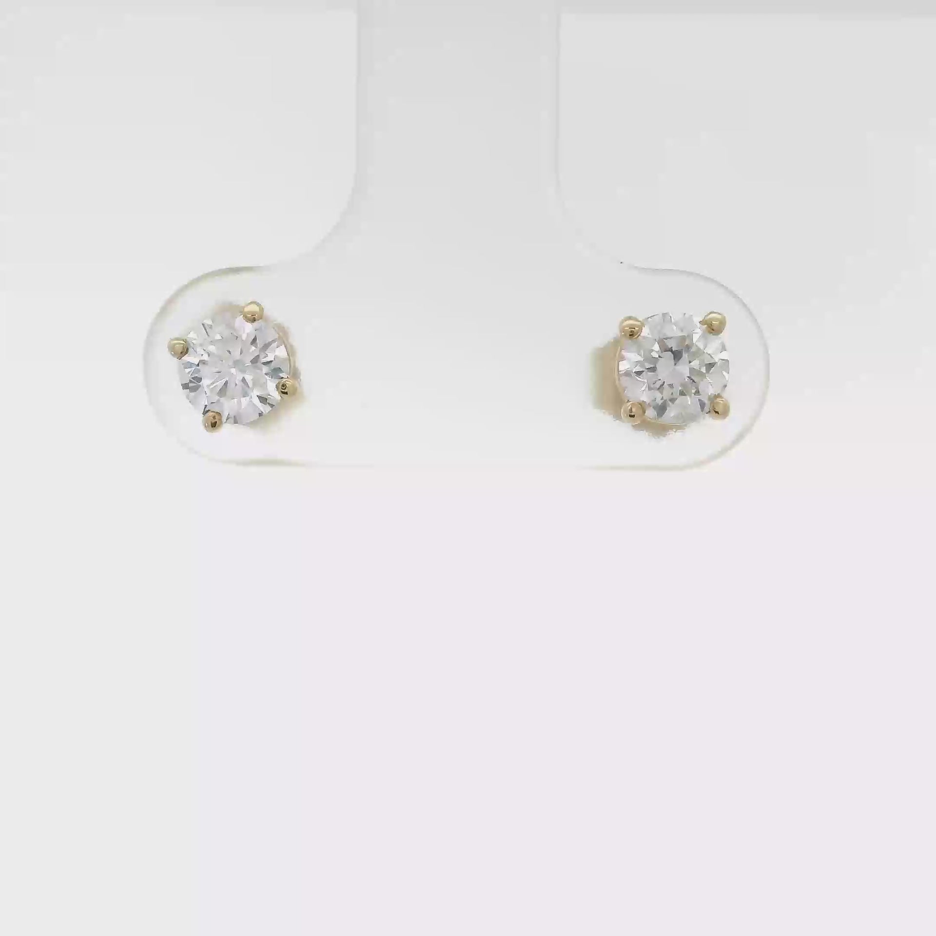 .60cttw. F VS Lab Grown Diamond Ear Studs in 14K Yellow Gold