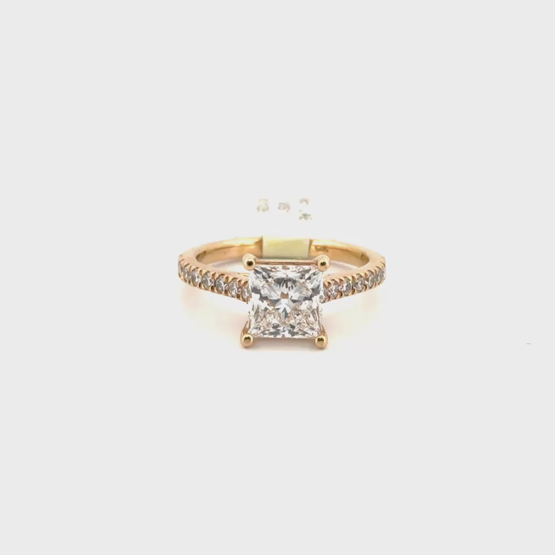 2.19ct. F VS1 Princess Cut Lab Grown Solitaire Diamond Engagement Ring