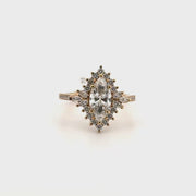 1.29ct. Lab Grown Marquise Shape Diamond Set in Diamond Halo Sz 7