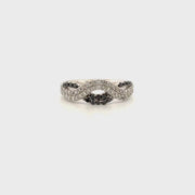 Natural Diamond & Black Diamond Fashion Band in 14K White Gold Sz 7