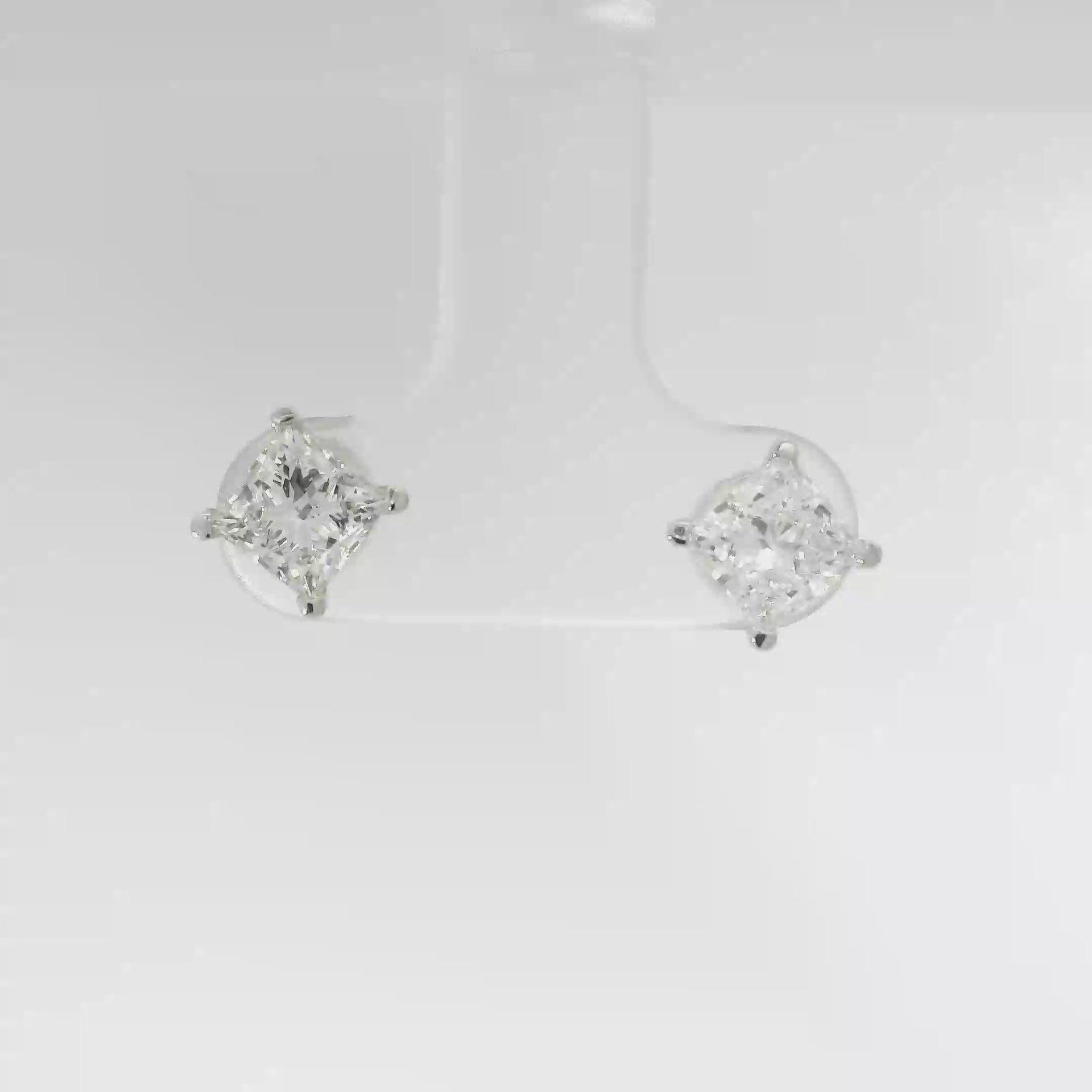 1.5cttw. Lab Grown Princess Cut Diamond Ear Studs in 14K White Gold
