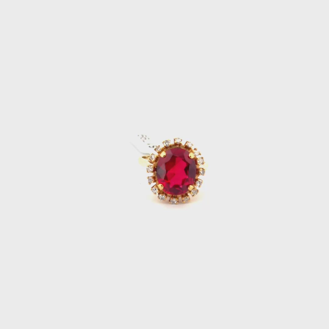 6.38ct. Lab Ruby Set in 14k Yellow Gold