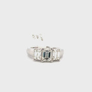 1.0ct. Center With 2 .50ct Natural Diamond Accent Stone Set in 14K White Gold Sz 6