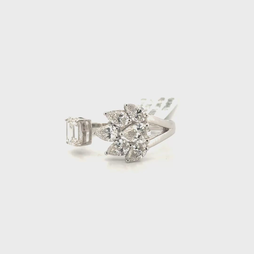 2.25cttw. F VS Emerald & Pear Lab Grown Diamond Ring in 14K White Gold