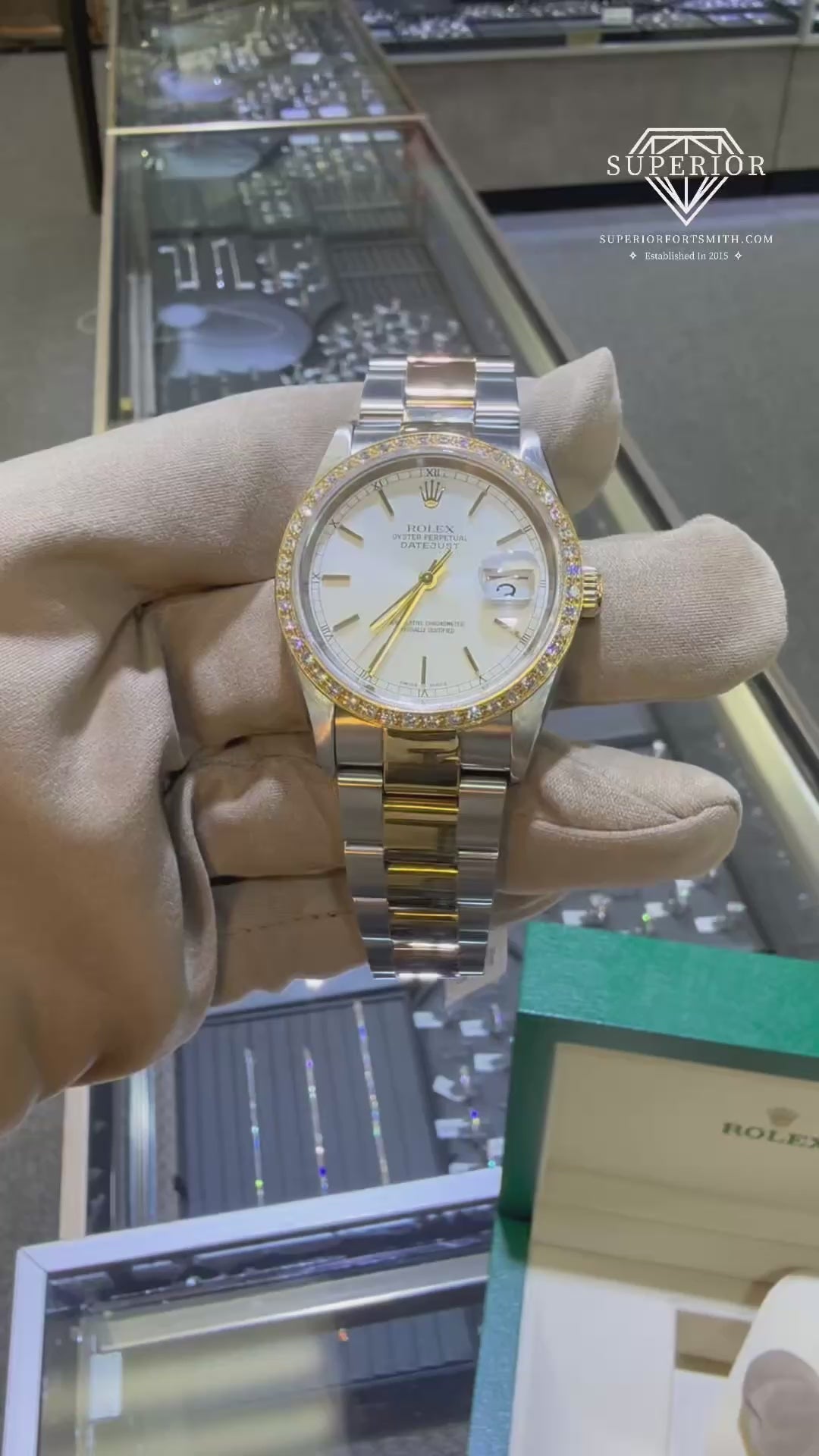 36mm Rolex Datejust Two Tone Diamond Bezel
