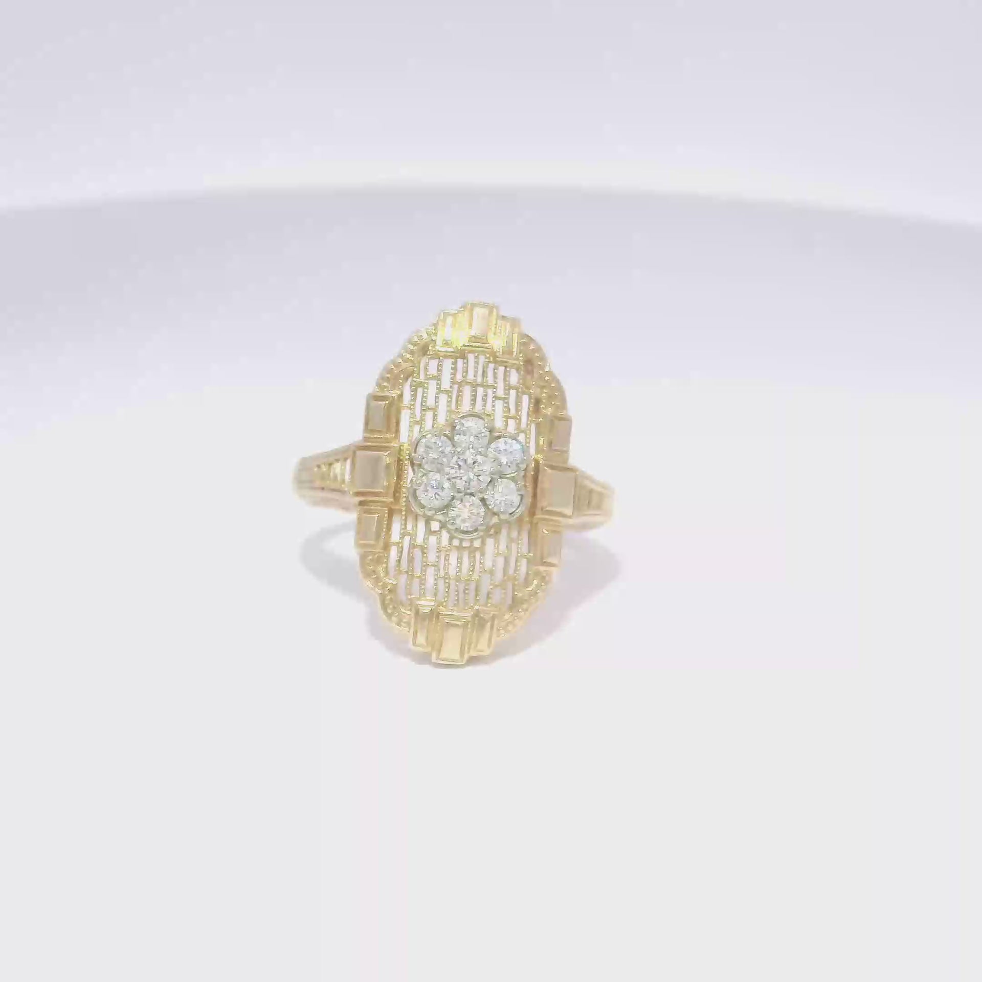 Vintage Style Diamond Estate Ring in 14K Yellow Gold