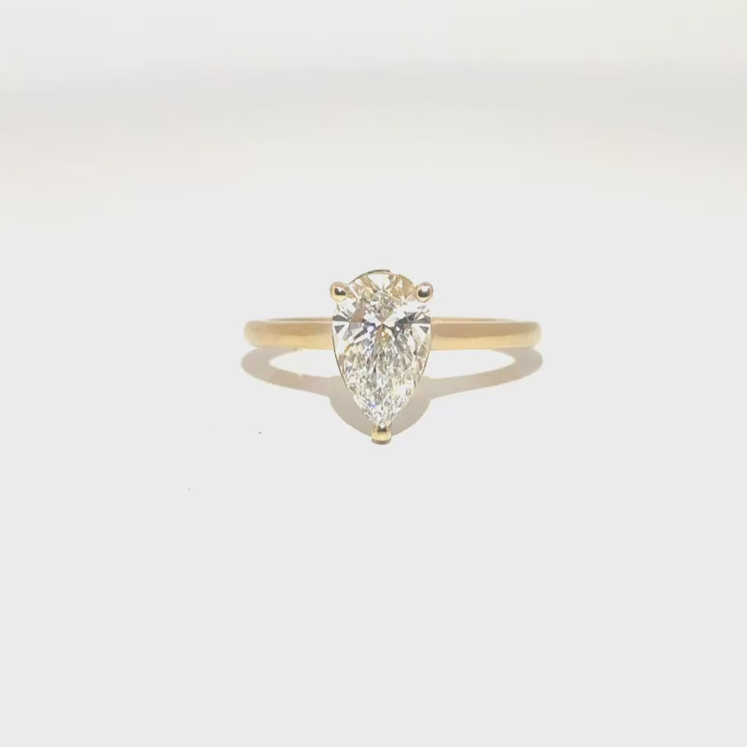 1.61ct. E VVS2 Lab Grown Pear Shape Diamond Engagement Ring in 14K Yellow Gold