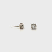Natural Diamond Cluster Studs Set in 14K White Gold