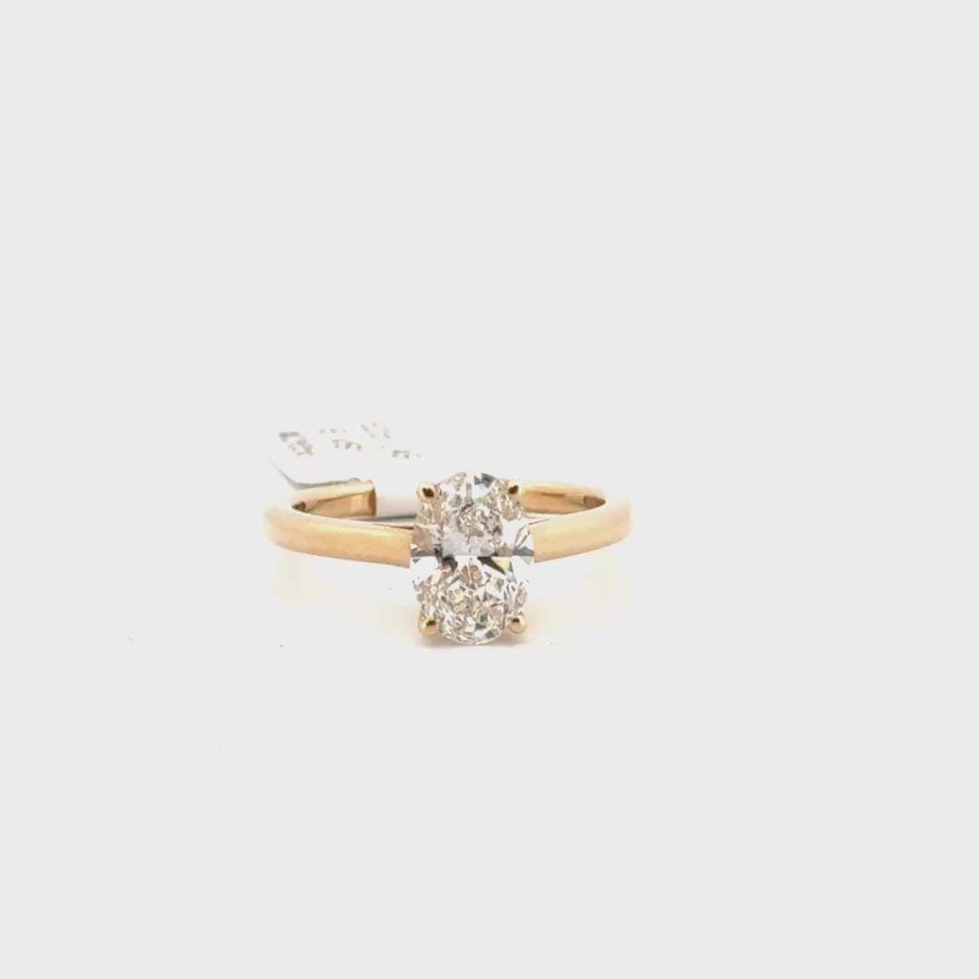 1.52ct. E VS1 Lab Grown Oval Solitaire Set in 14K Yellow Gold