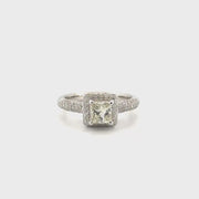 Natural Princess Cut Diamond Engagement Ring Set in 14K White Gold Size 6.5