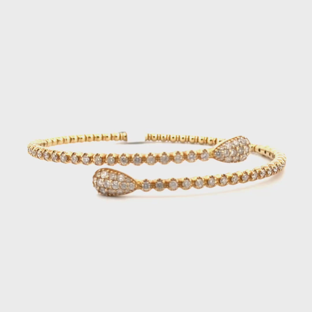 2cttw. Natural Diamond Flexible Fashion Bangle Set in 14K Yellow Gold