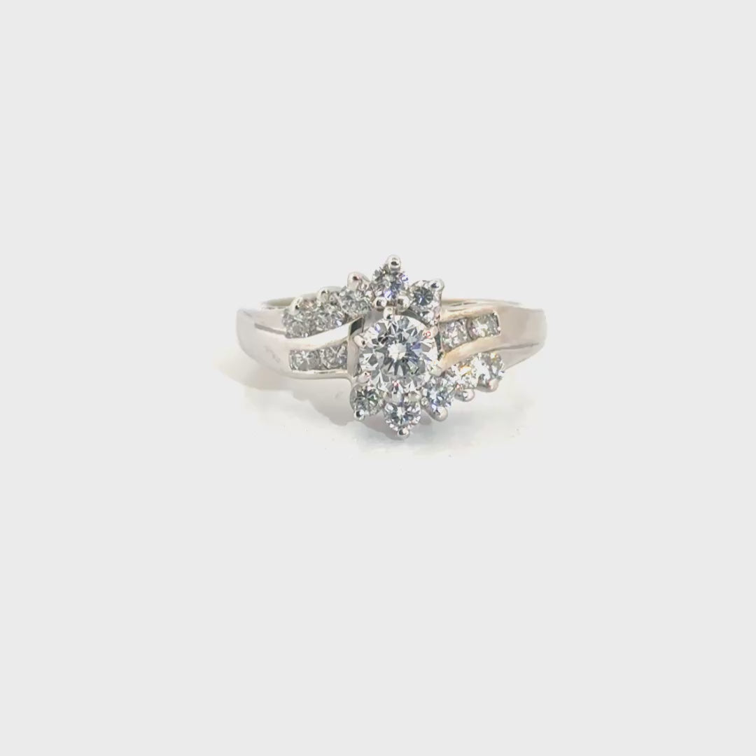 Natural Round Diamond Enagement Ring in 14K White Gold