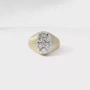 1cttw. Natural Diamond Men's Ring in 14K Yellow Gold Brushed & Polished Finish on Euro Shank