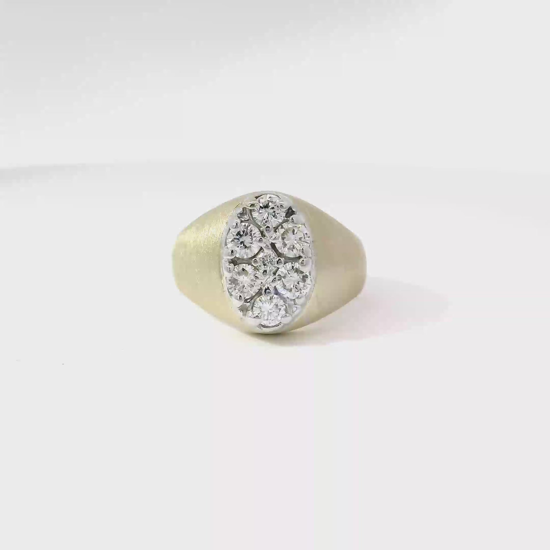 1cttw. Natural Diamond Men's Ring in 14K Yellow Gold Brushed & Polished Finish on Euro Shank