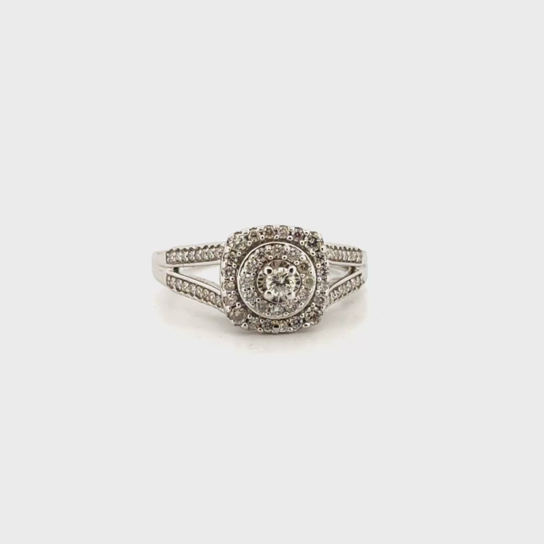 Natural Diamond Engagement Ring in 10K White Gold