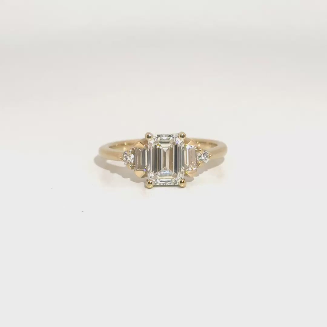 1.56ct. E VS1 Lab Grown Emerald Cut Diamond in 14K Yellow Gold Mounting