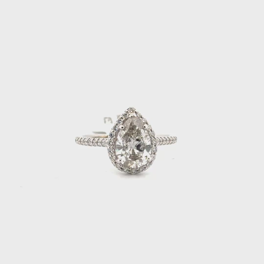 1.64ct. Natural Diamond Pear Shape Engagement Set in 14K White Gold Mounting