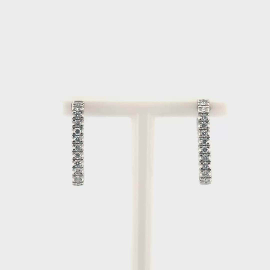 Natural Diamond In N Out Hoops in 14K White Gold