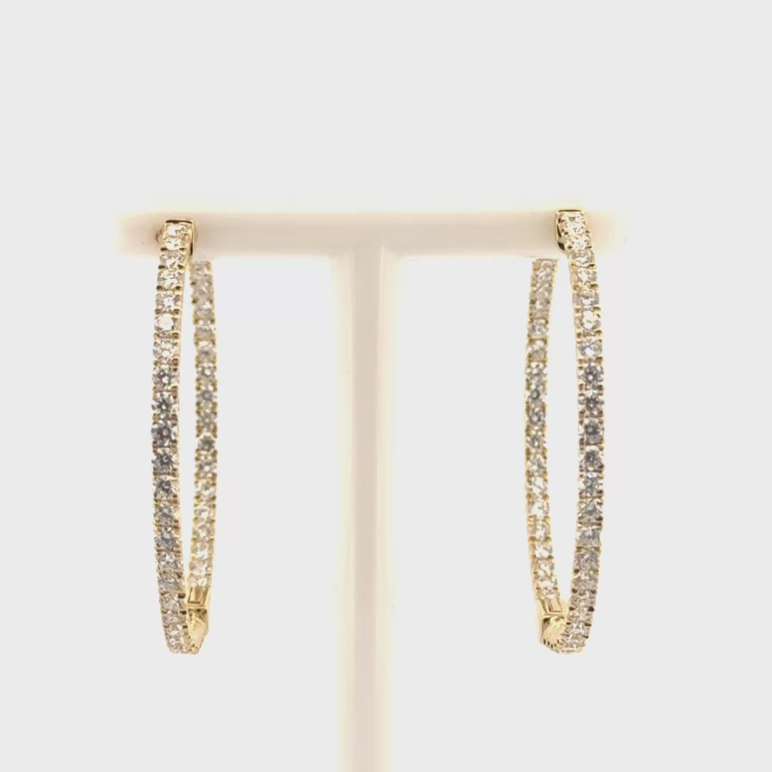 1.76cttw. Natural Diamond In N Out Hoops Earrings in 14K Yellow Gold