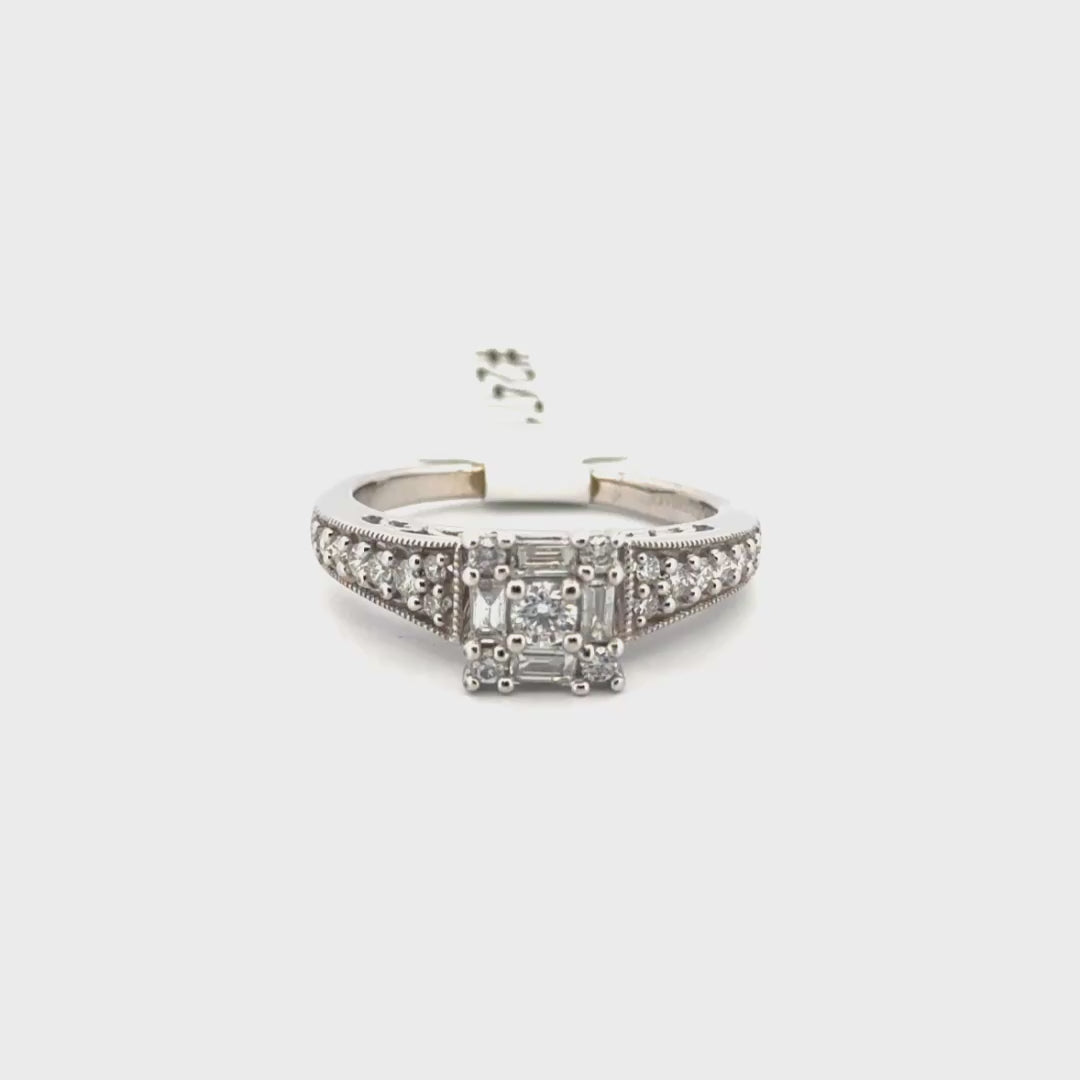 Natural Diamond Engagement Ring Set in 14K White Gold