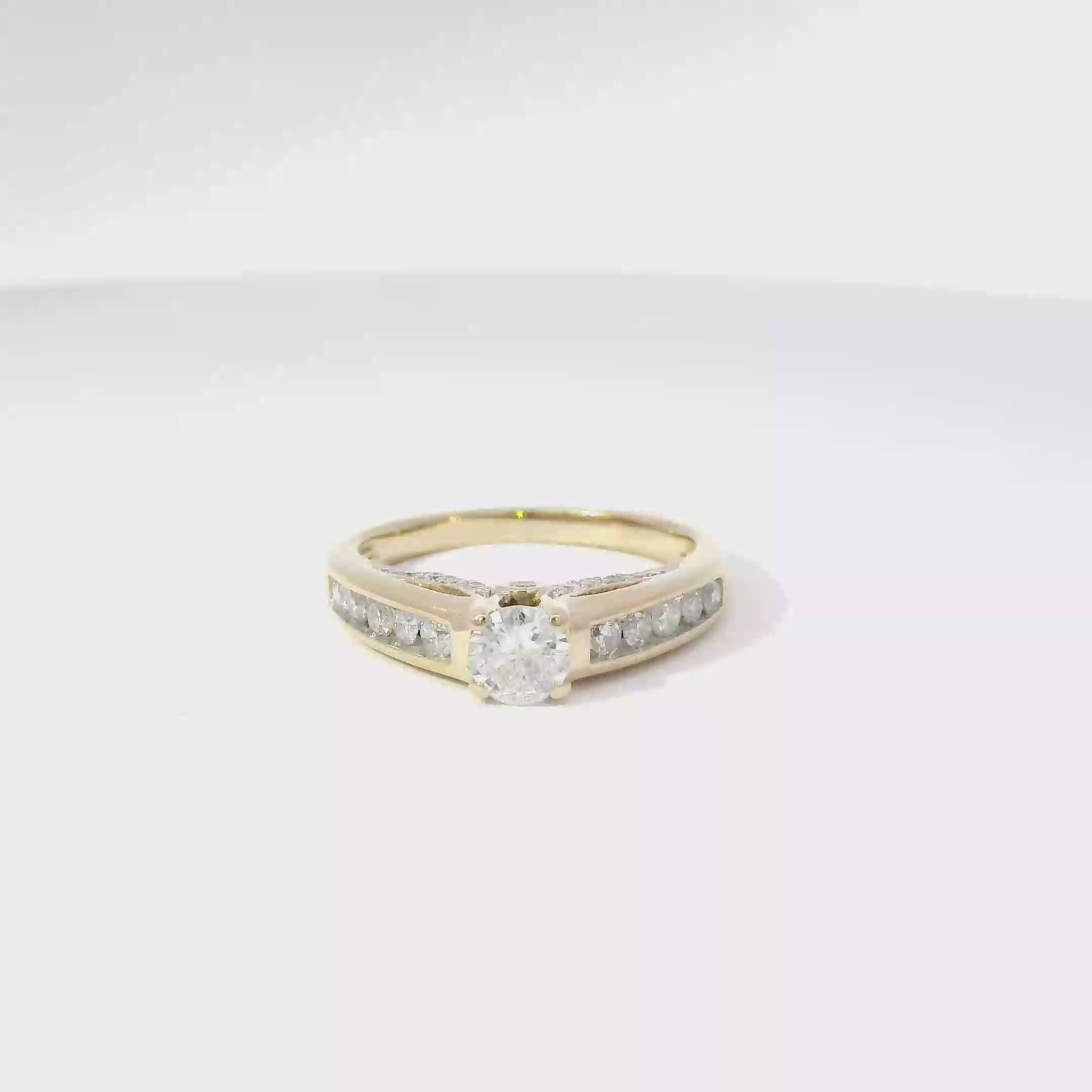 Natural Round Diamond Engagement Ring Set in 14K Yellow Gold Ornate Mounting
