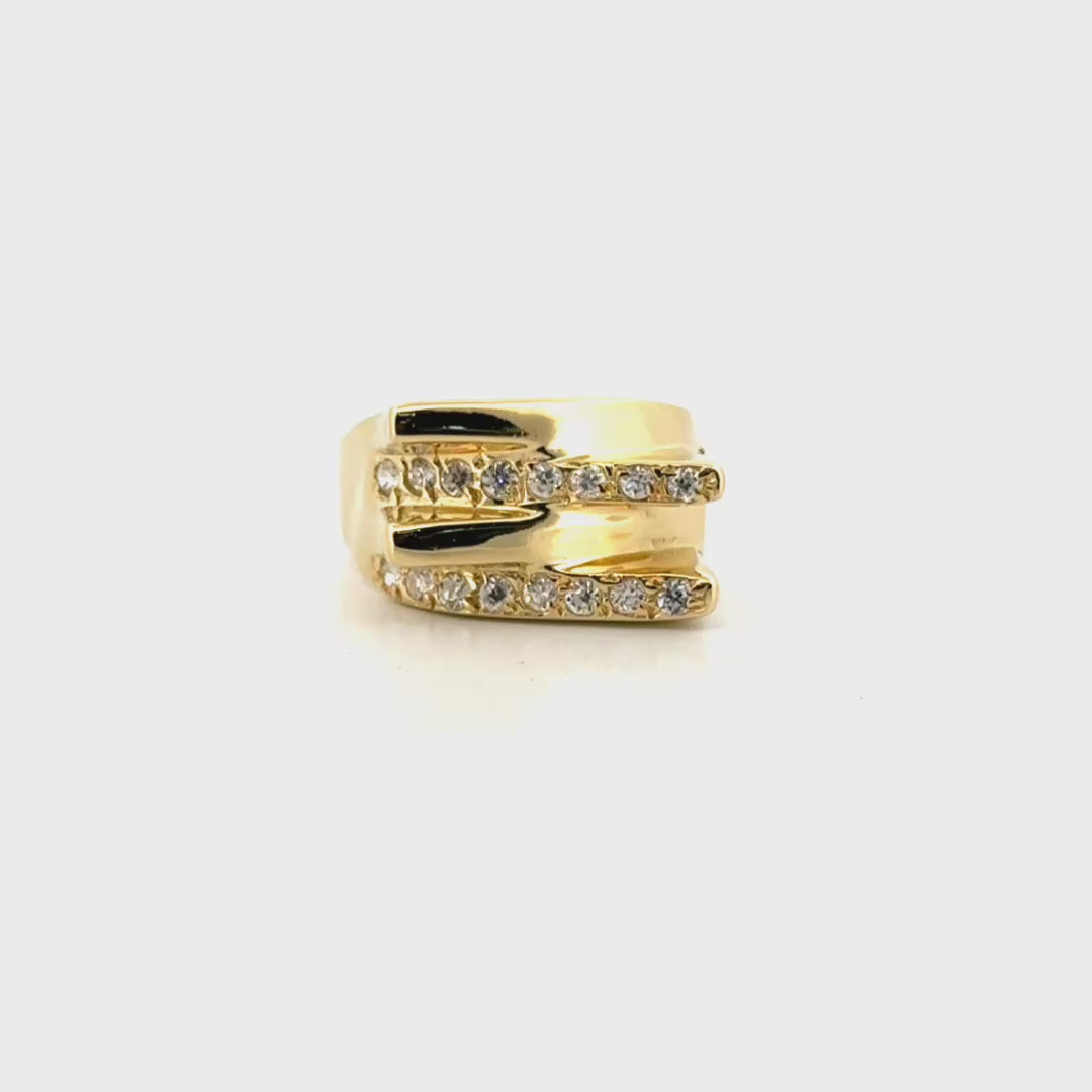 Natural Diamond Estate Fashion Ring in 18K Yellow Gold