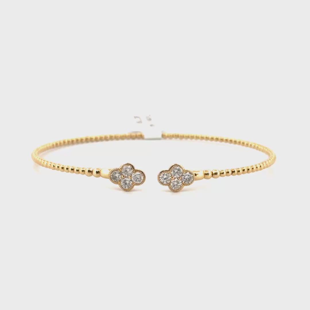 .75cttw. Natural Diamond Bangle 6.5" Set in 14K Yellow Gold