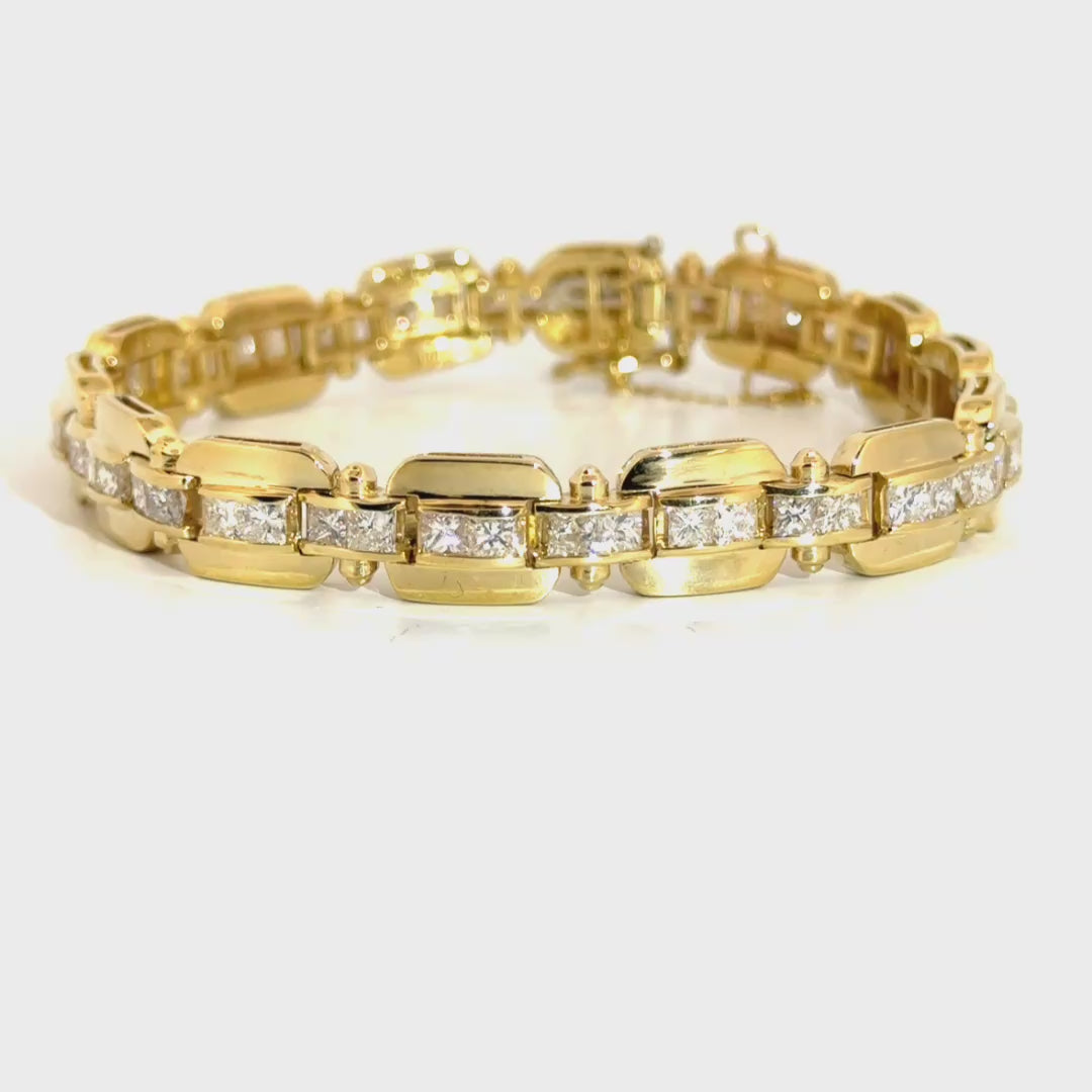 4.35cttw. Natural Channel Set Princess Cut Diamonds in 14K Yellow Gold