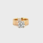 2.04ct. E VS1 Lab Grown Round on Wide 14k Yellow Gold Band Sz 7