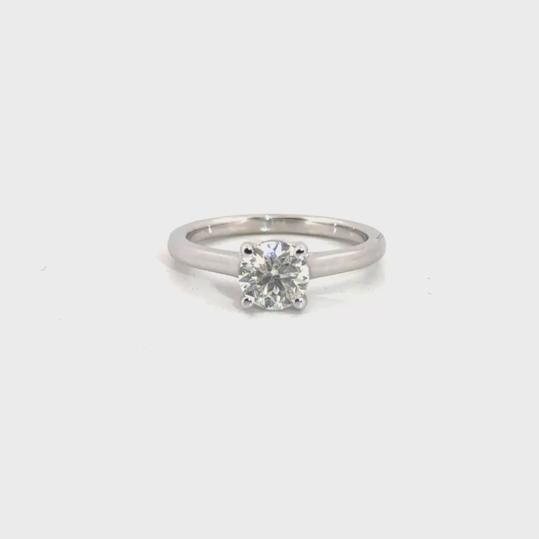 1.03ct. Natural Round Diamond Engagement Ring in 14K White Gold Cathedral Mounting