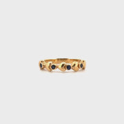 Sapphire & Diamond Ring Set in 10K Yellow Gold Sz 6.5