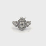 14K White Gold Oval Diamond Ring Sz 7