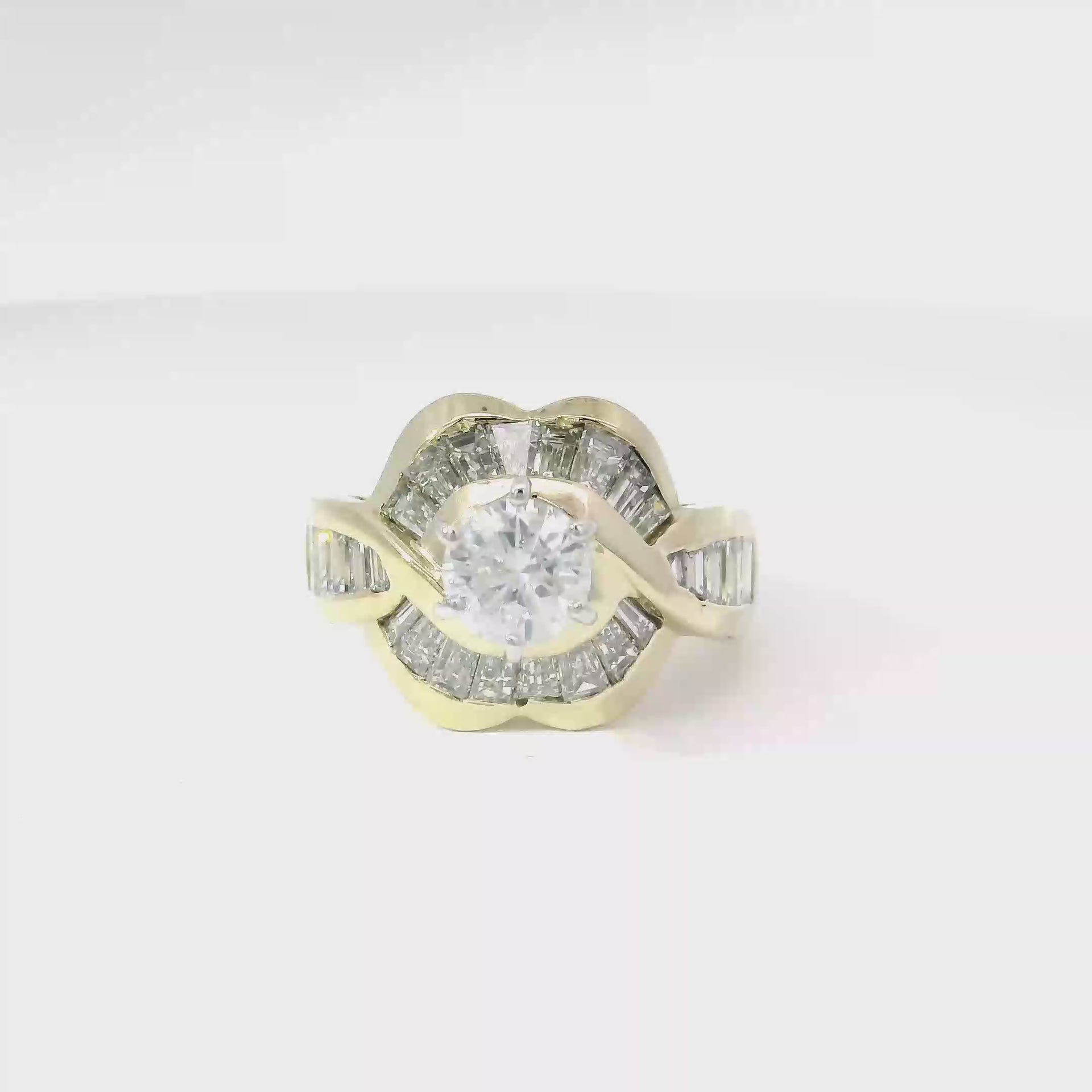 Natural Diamond Cocktail Ring in 14K Yellow Gold