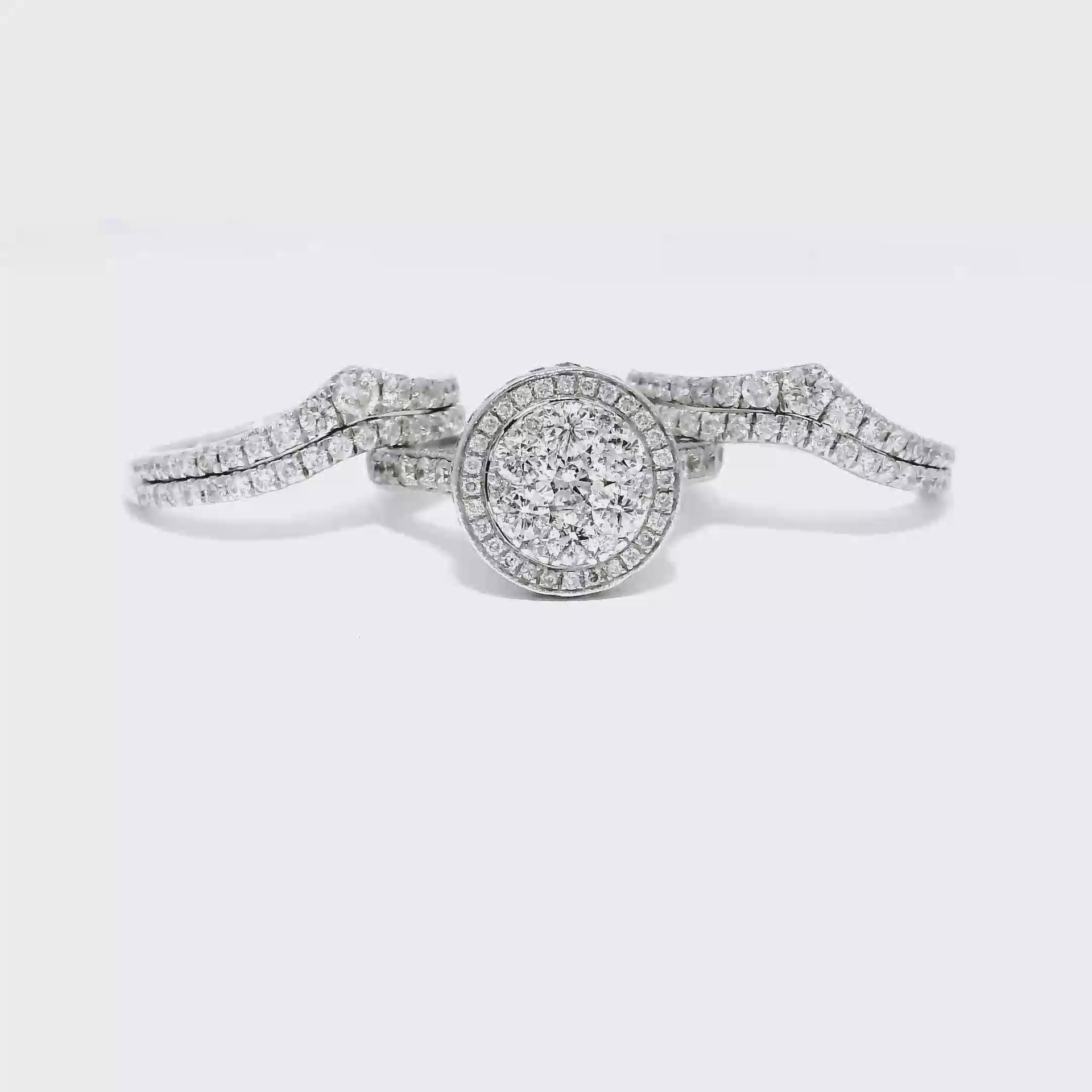Three Piece Diamond Engagement Set in 14K White Gold