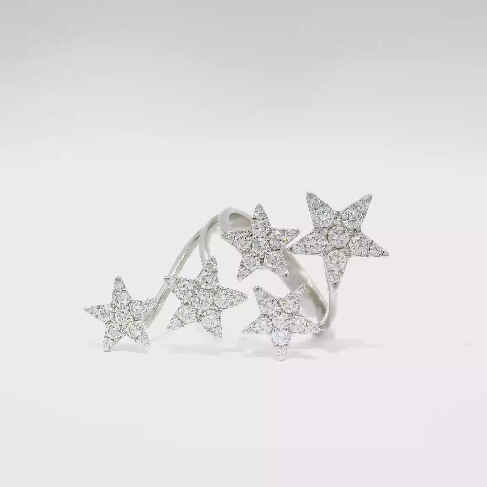 Natural Diamond Multi Star Design Fashion Ring in 18K White Gold