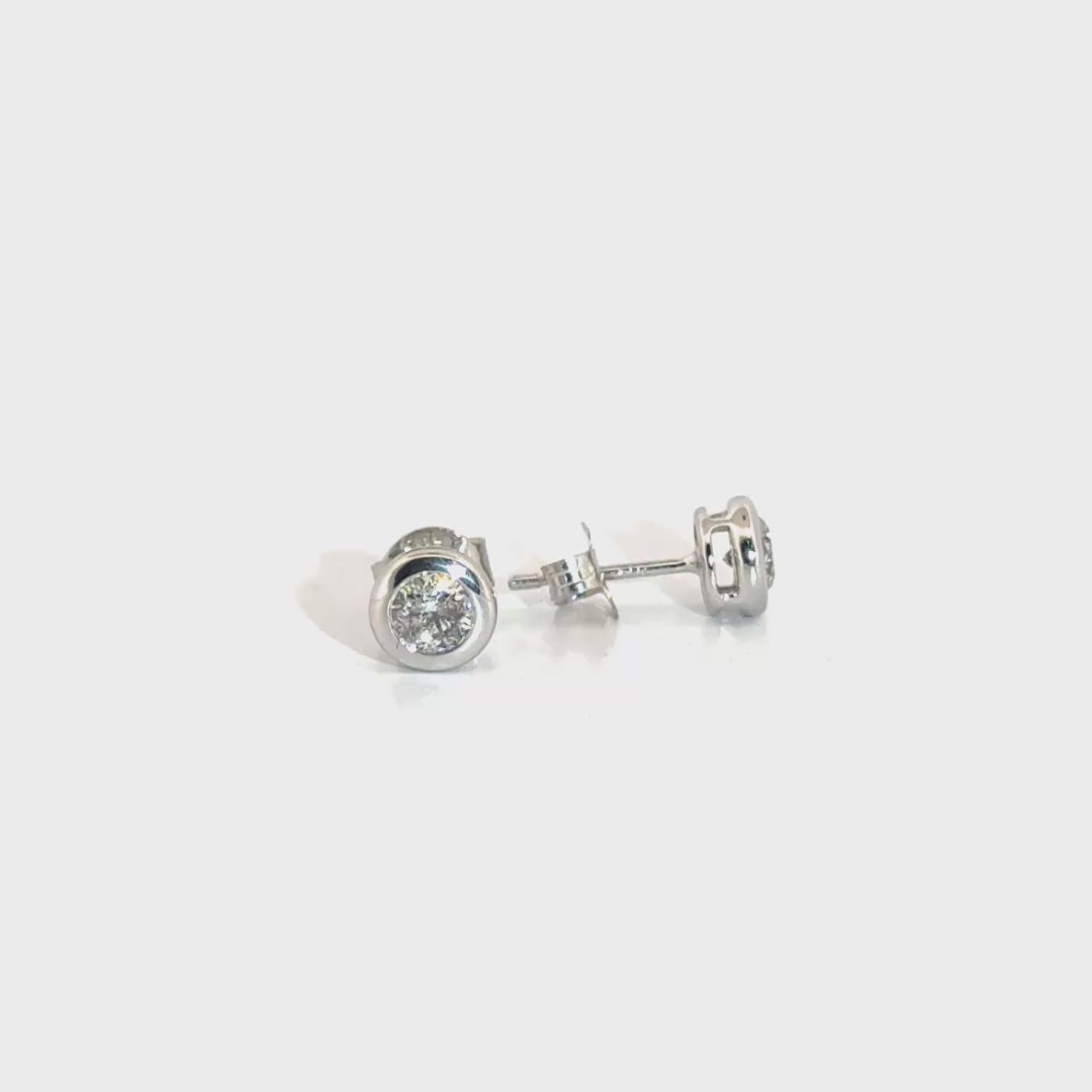 .5cttw. Natural Diamond Ear Studs Bezel Set in 14K White Gold