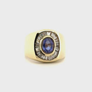 1.22ct. Tanzanite Estate Ring with Natural Diamonds Set in 14K Yellow Gold Sz 11