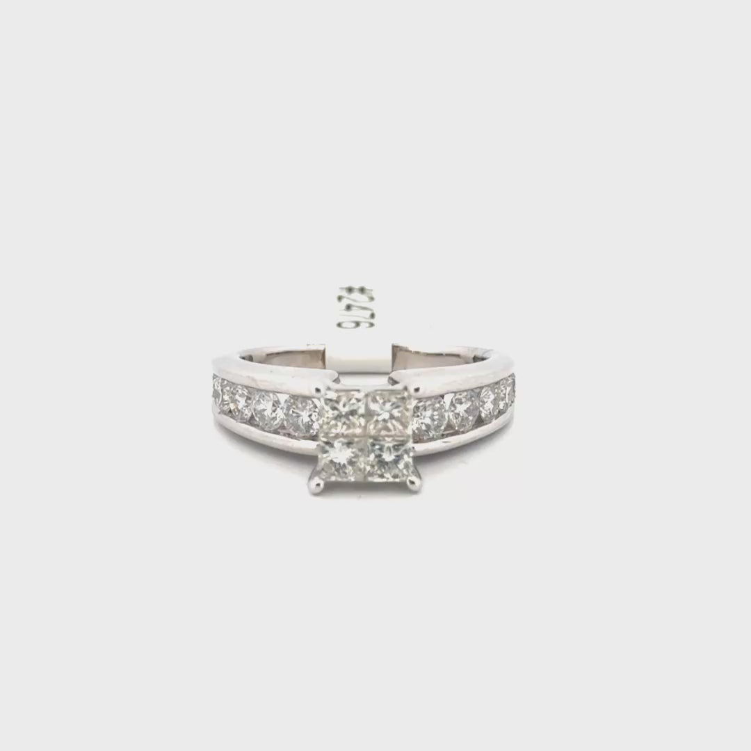 Quad Set Natural Diamond Engagement Ring Set in 14K White Gold