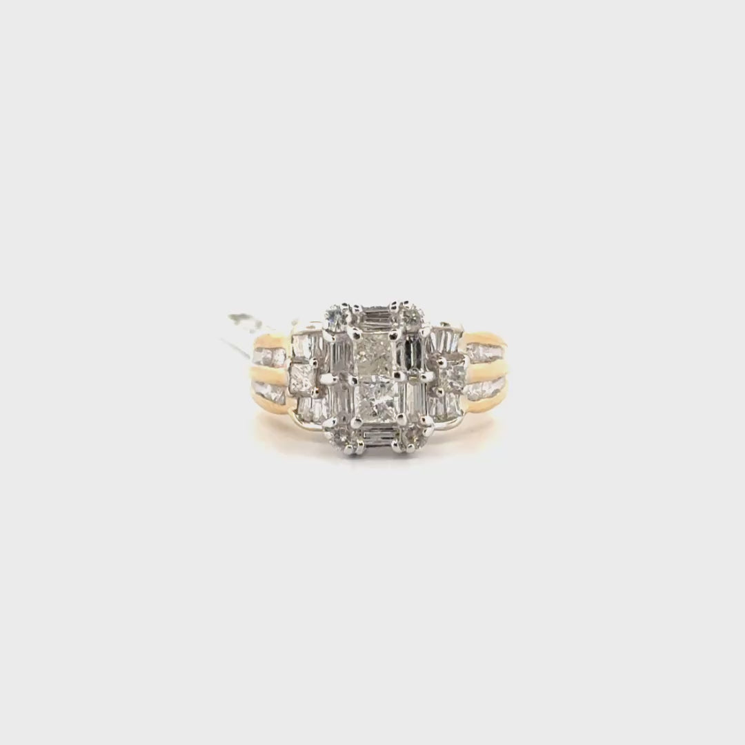 Natural Diamond Estate Ring Set in 14K Yellow Gold