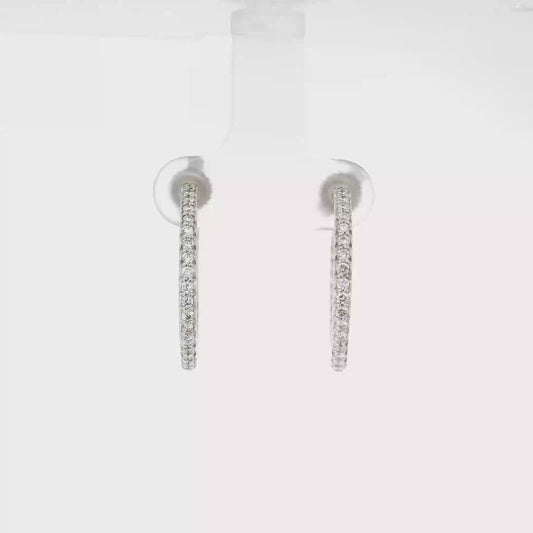 Roberto Coin "The Perfect Diamond Hoop" Size Small Featuring Natural VS+ Diamonds in 18K White Gold