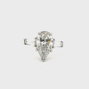 4ct. F VS1 Pear Shape Lab Grown Diamond Engagement Ring Sz 6