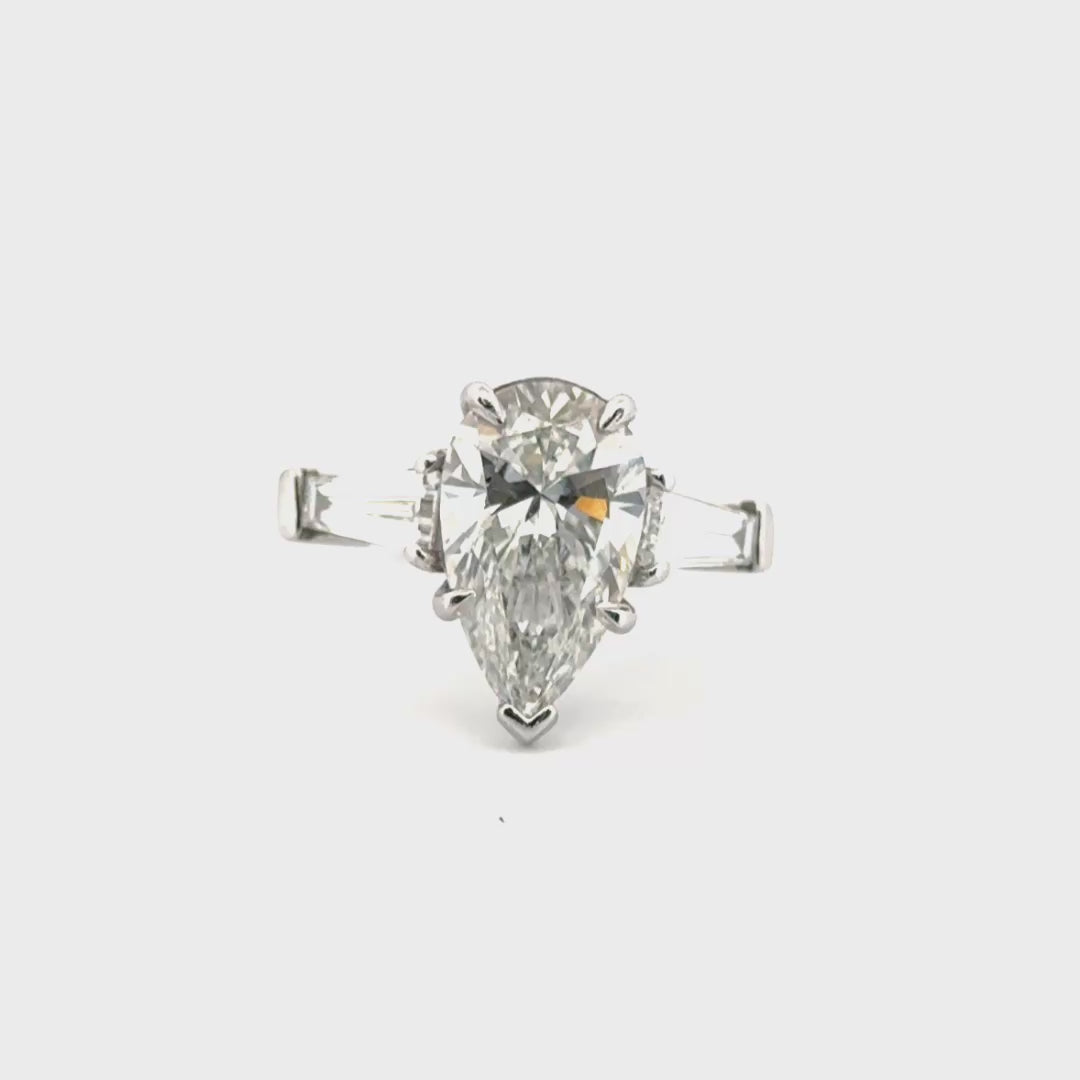 4ct. F VS1 Pear Shape Lab Grown Diamond Engagement Ring