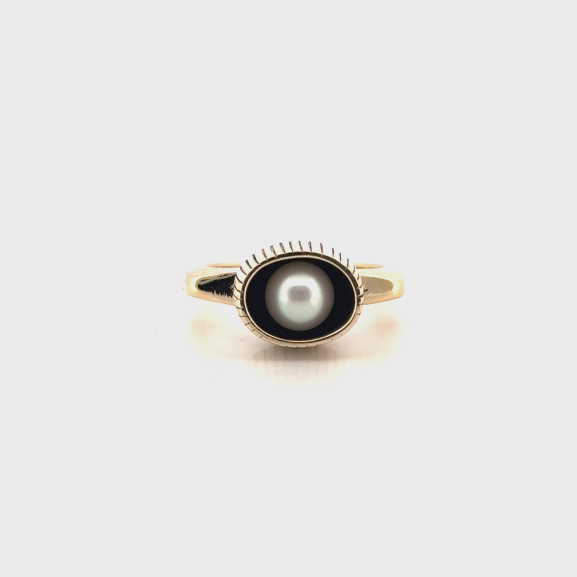 Vintage Custom Pearl Cocktail Ring in 14K Yellow Gold