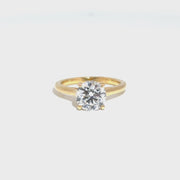 2.19ct. F VS1 Round Lab Diamond Set in 14K Yellow Gold Cathedral Mounting Sz 7