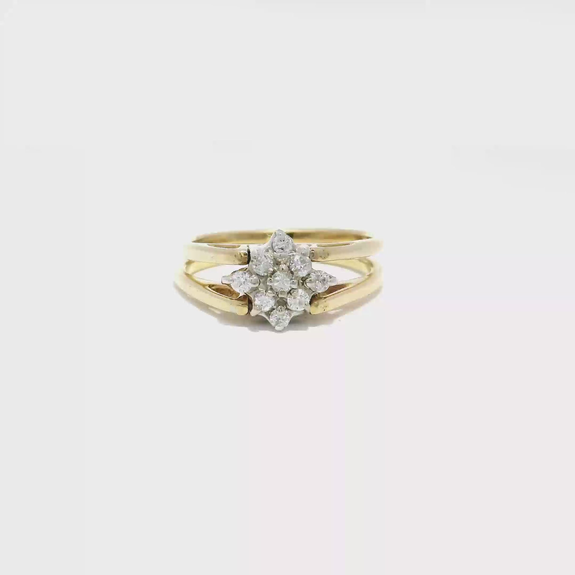 Natural Diamond/Sapphire 2 Face Flip Estate Ring in 14K Yellow Gold