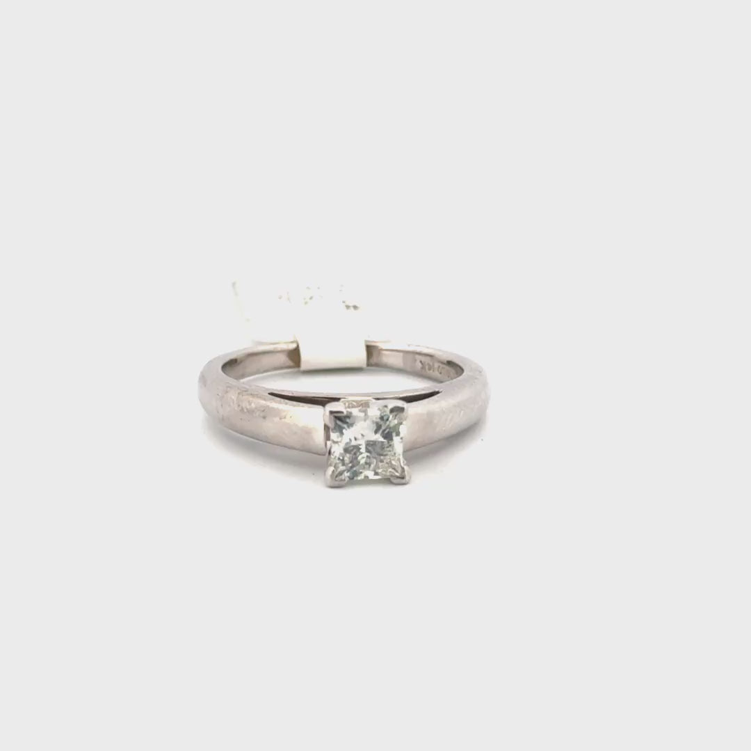 .75ct. I I1 Princess Cut Natural Diamond Solitaire Set in 14K White Gold